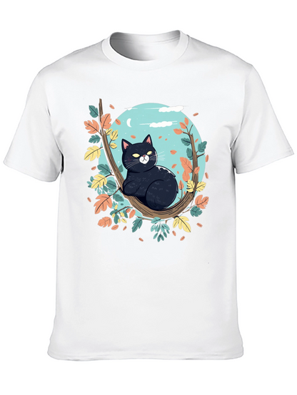 Black Cat Tree Branch T-Shirt