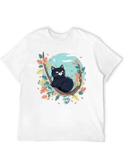 Black Cat Tree Branch T-Shirt