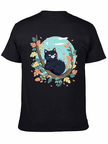 Black Cat Tree Branch T-Shirt