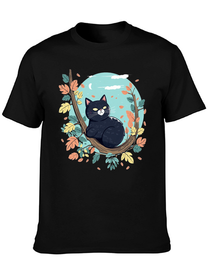 Black Cat Tree Branch T-Shirt