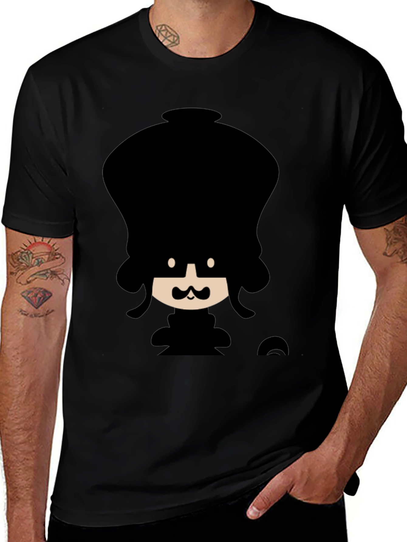 Funky Cartoon Graphic Black T-Shirt