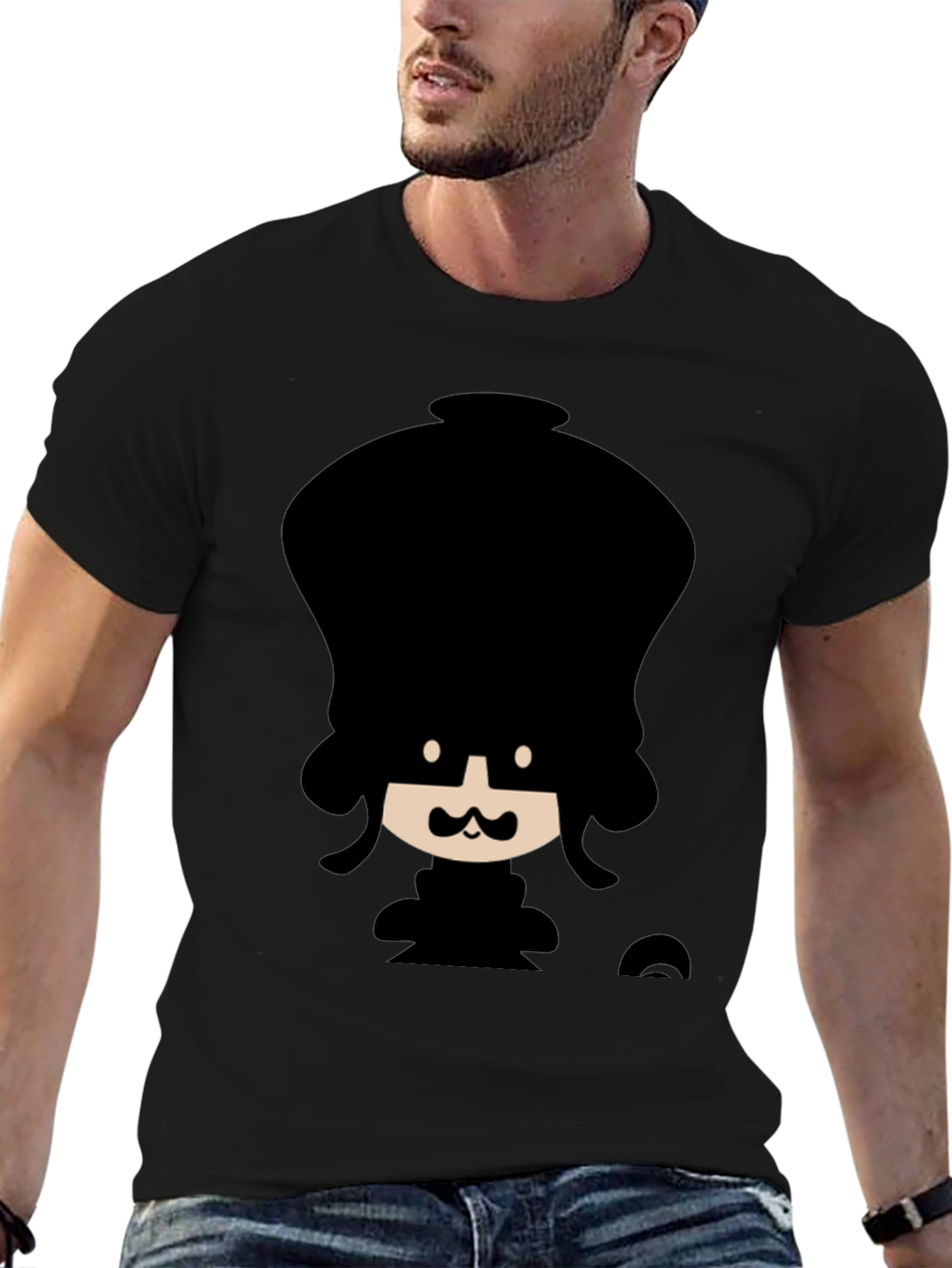 Funky Cartoon Graphic Black T-Shirt