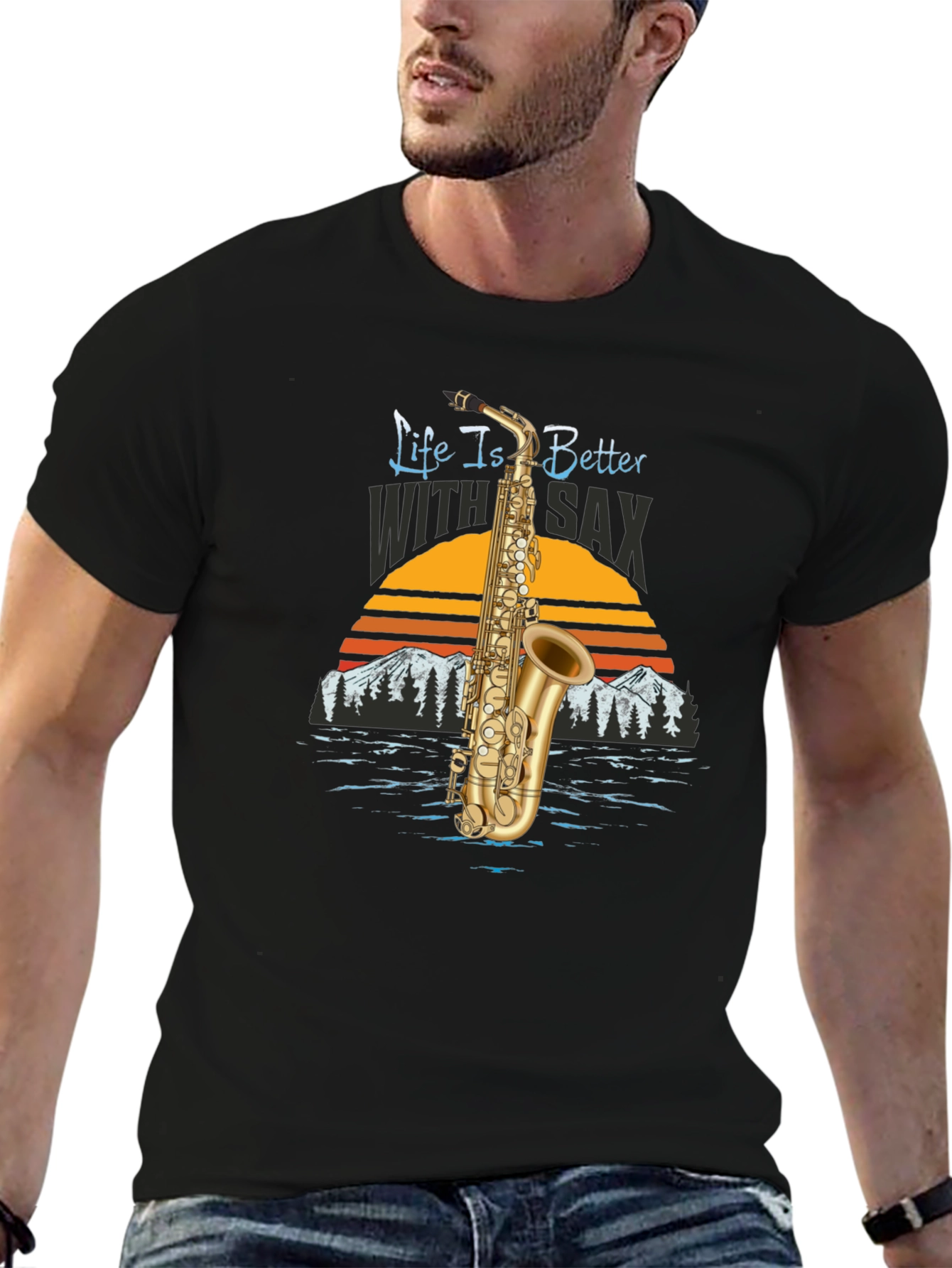 Life is Better with Sax Black T-Shirt
