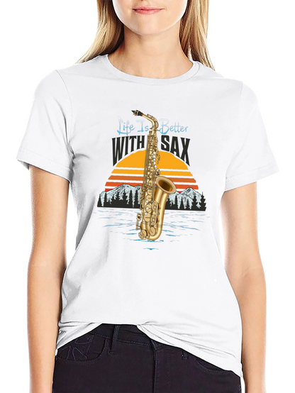 Life is Better with Sax Black T-Shirt
