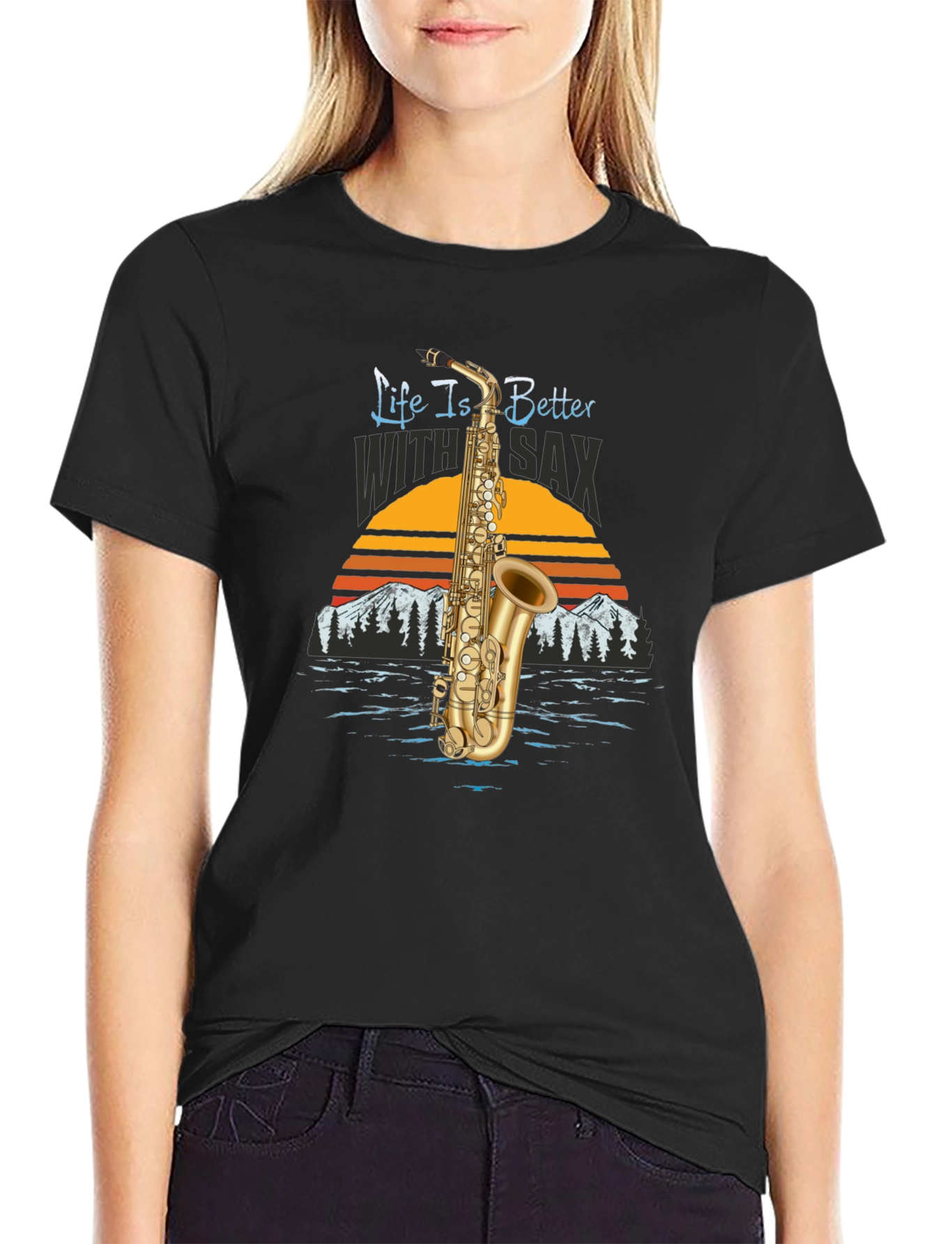 Life is Better with Sax Black T-Shirt