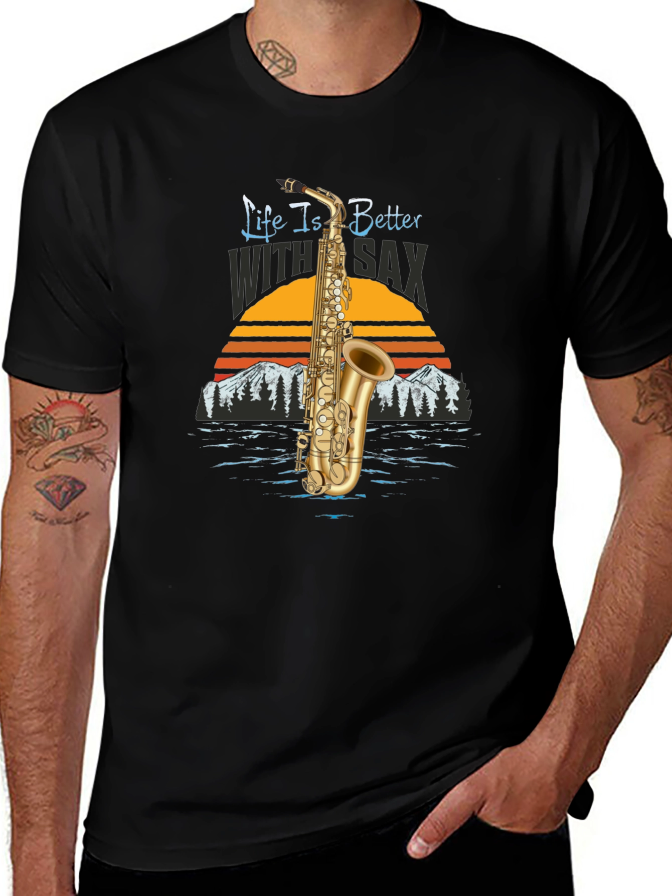 Life is Better with Sax Black T-Shirt