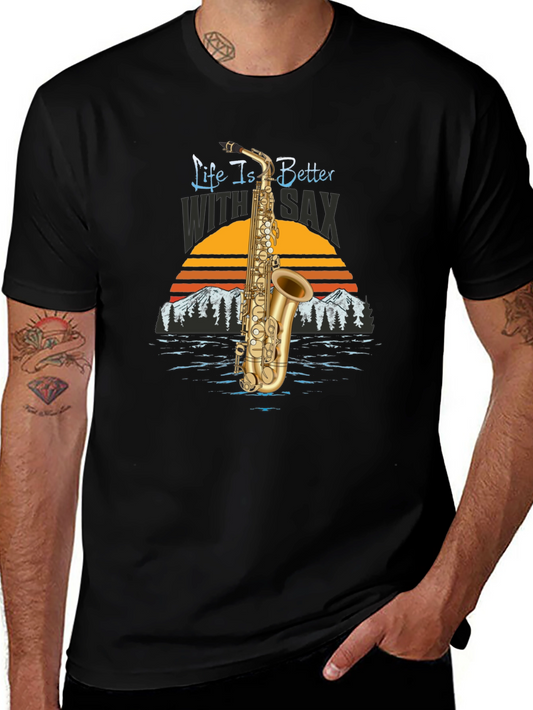 Life is Better with Sax Black T-Shirt