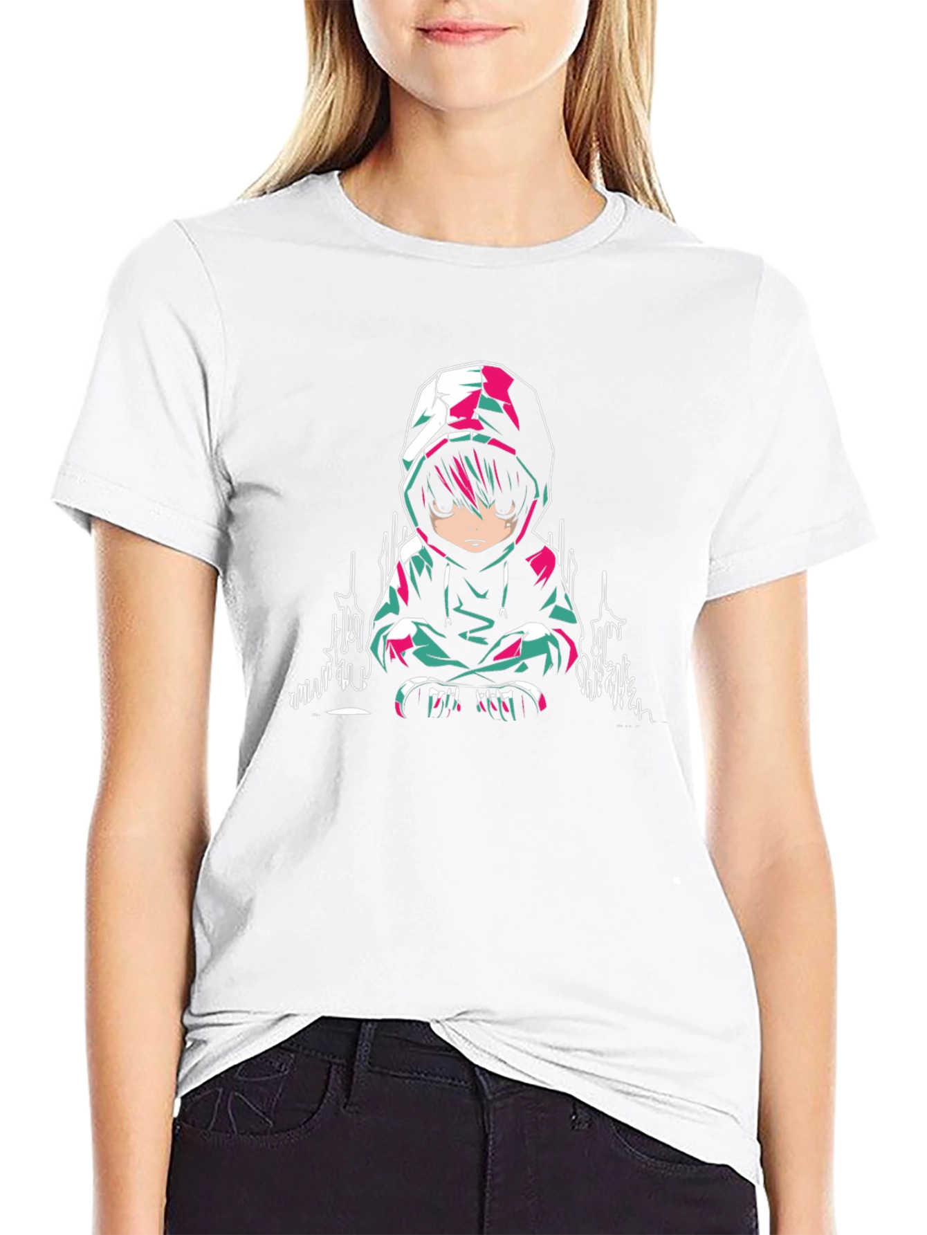 Anime Character Graphic Print Black T-Shirt