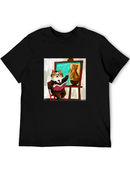 Professor Cat Black T-Shirt - Funny Unique Design