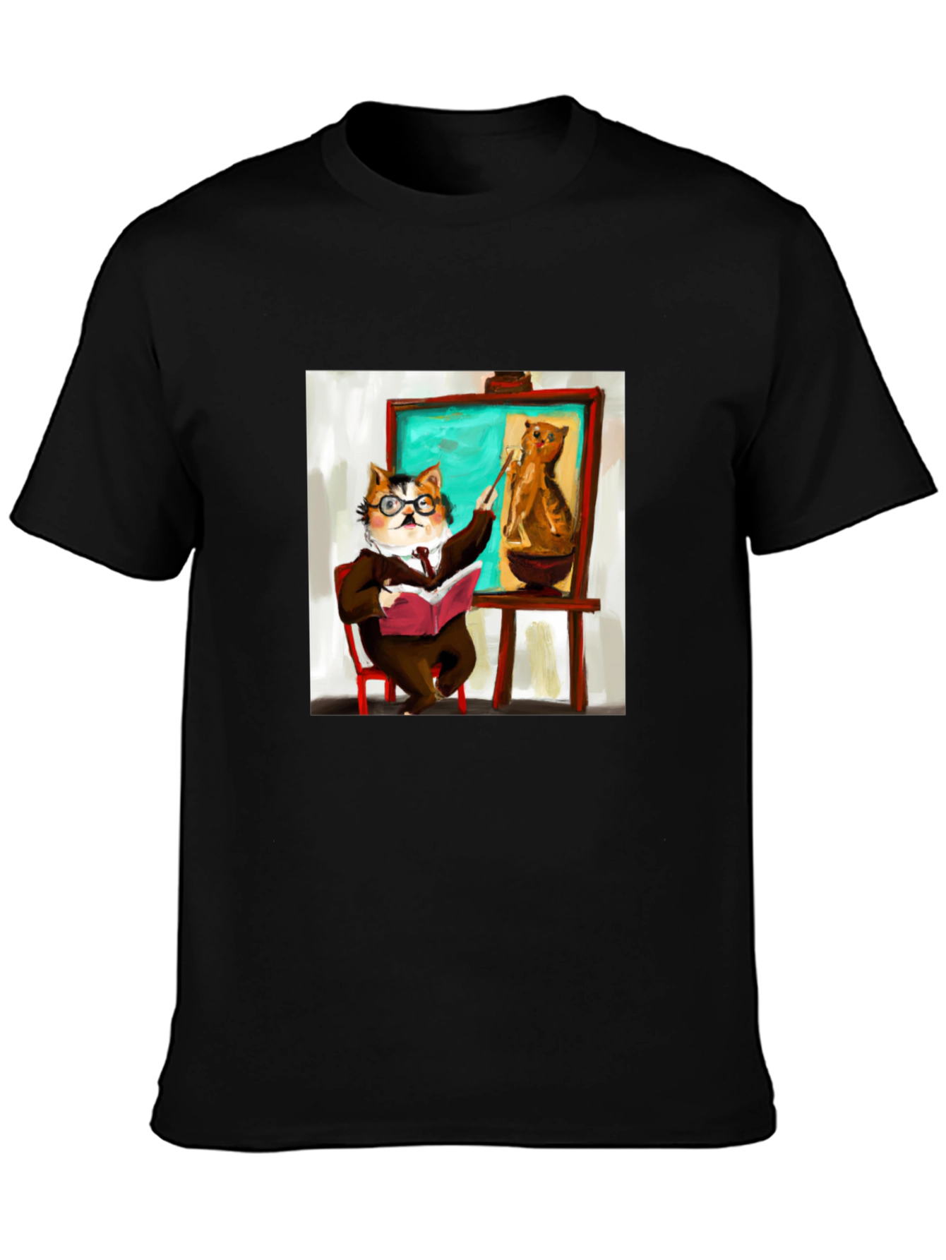 Professor Cat Black T-Shirt - Funny Unique Design