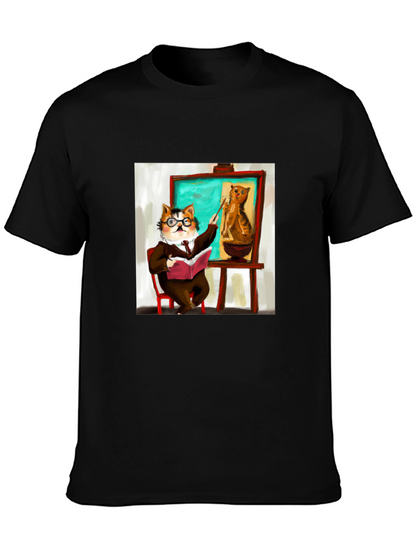Professor Cat Black T-Shirt - Funny Unique Design