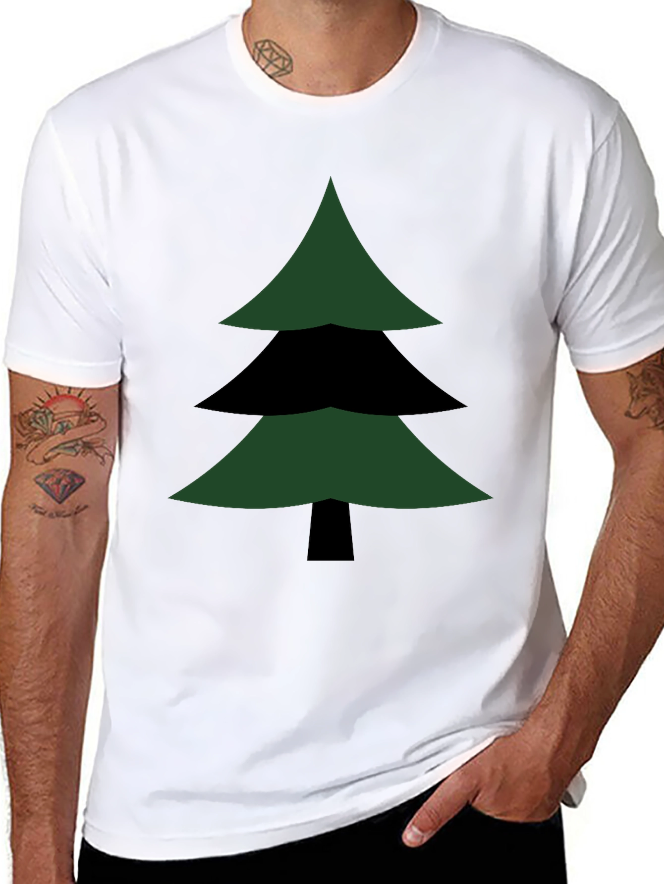 Geometric Christmas Tree Graphic Tee - Modern Holiday Style