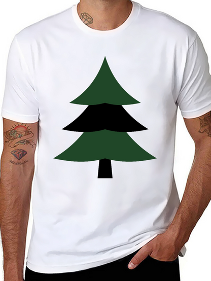 Geometric Christmas Tree Graphic Tee - Modern Holiday Style