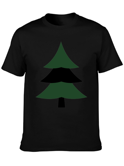 Geometric Christmas Tree Graphic Tee - Modern Holiday Style