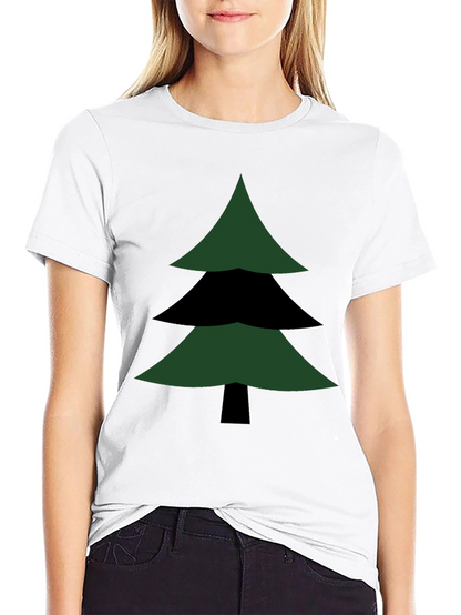 Geometric Christmas Tree Graphic Tee - Modern Holiday Style
