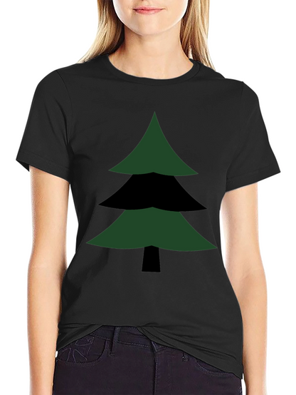 Geometric Christmas Tree Graphic Tee - Modern Holiday Style