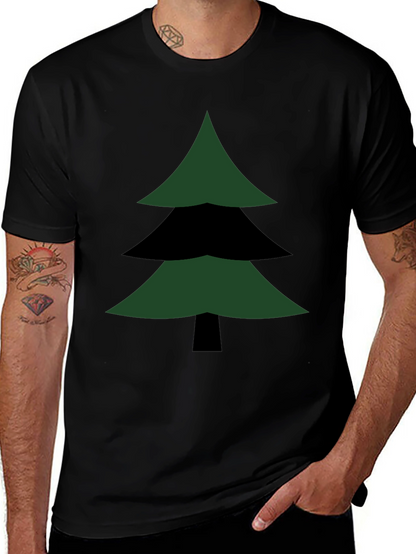 Geometric Christmas Tree Graphic Tee - Modern Holiday Style