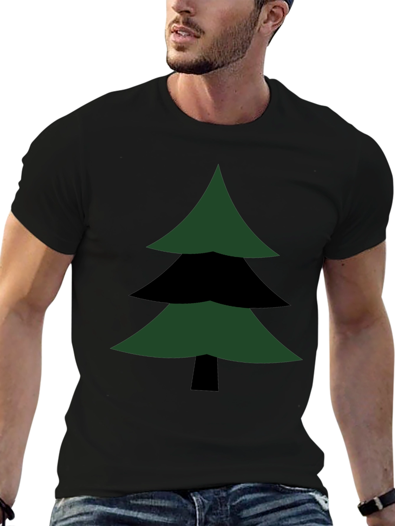 Geometric Christmas Tree Graphic Tee - Modern Holiday Style