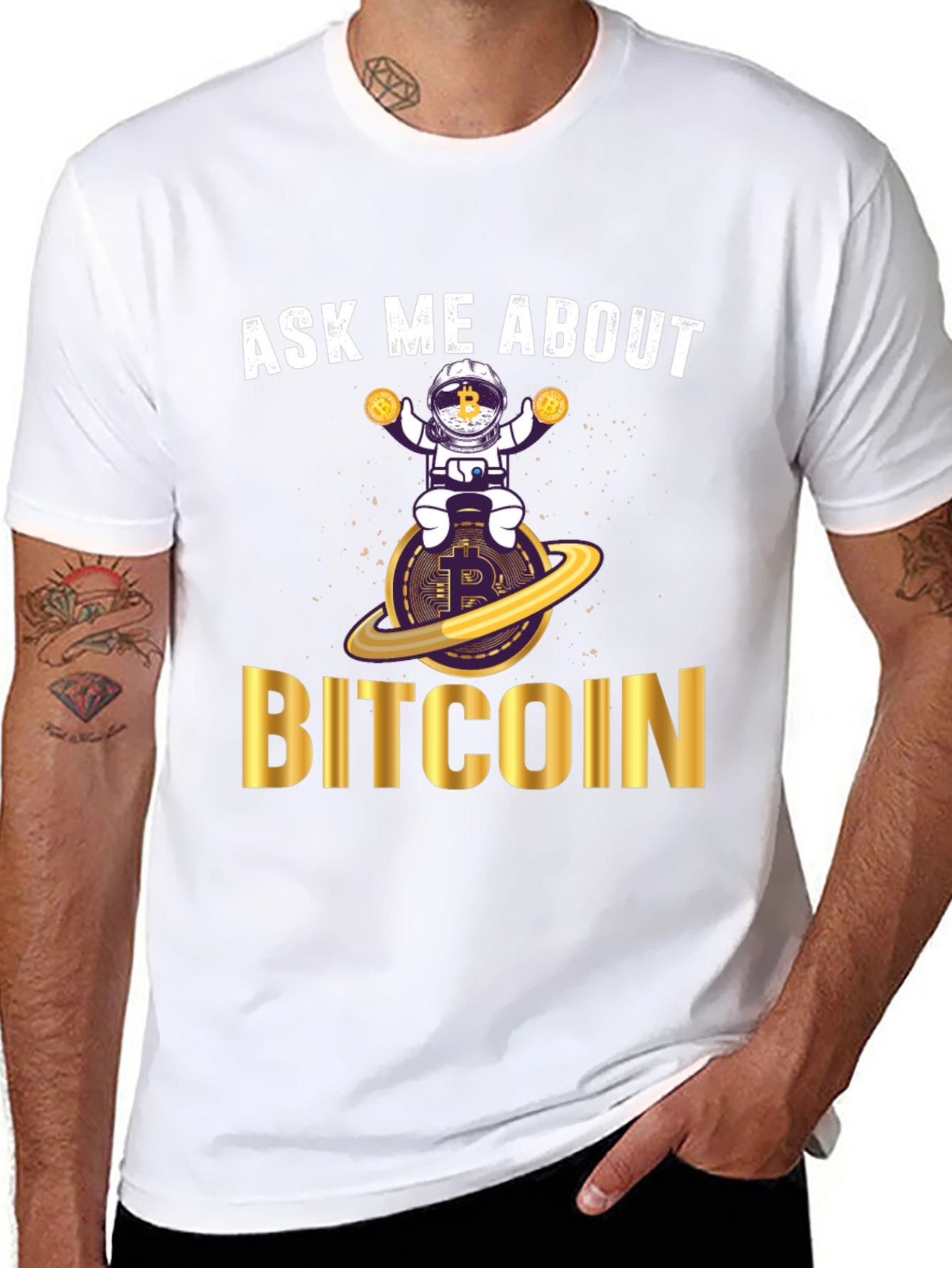 Ask Me About Bitcoin T-Shirt - Crypto Astronaut