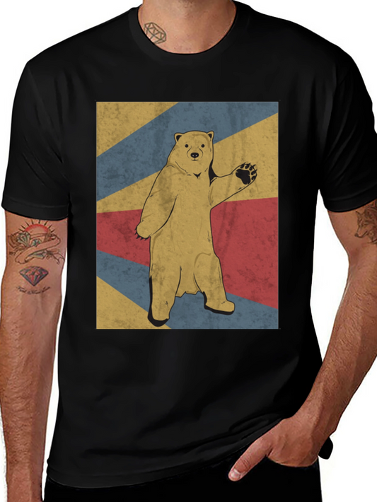 Retro Bear Graphic Tee - Mens Black T-Shirt