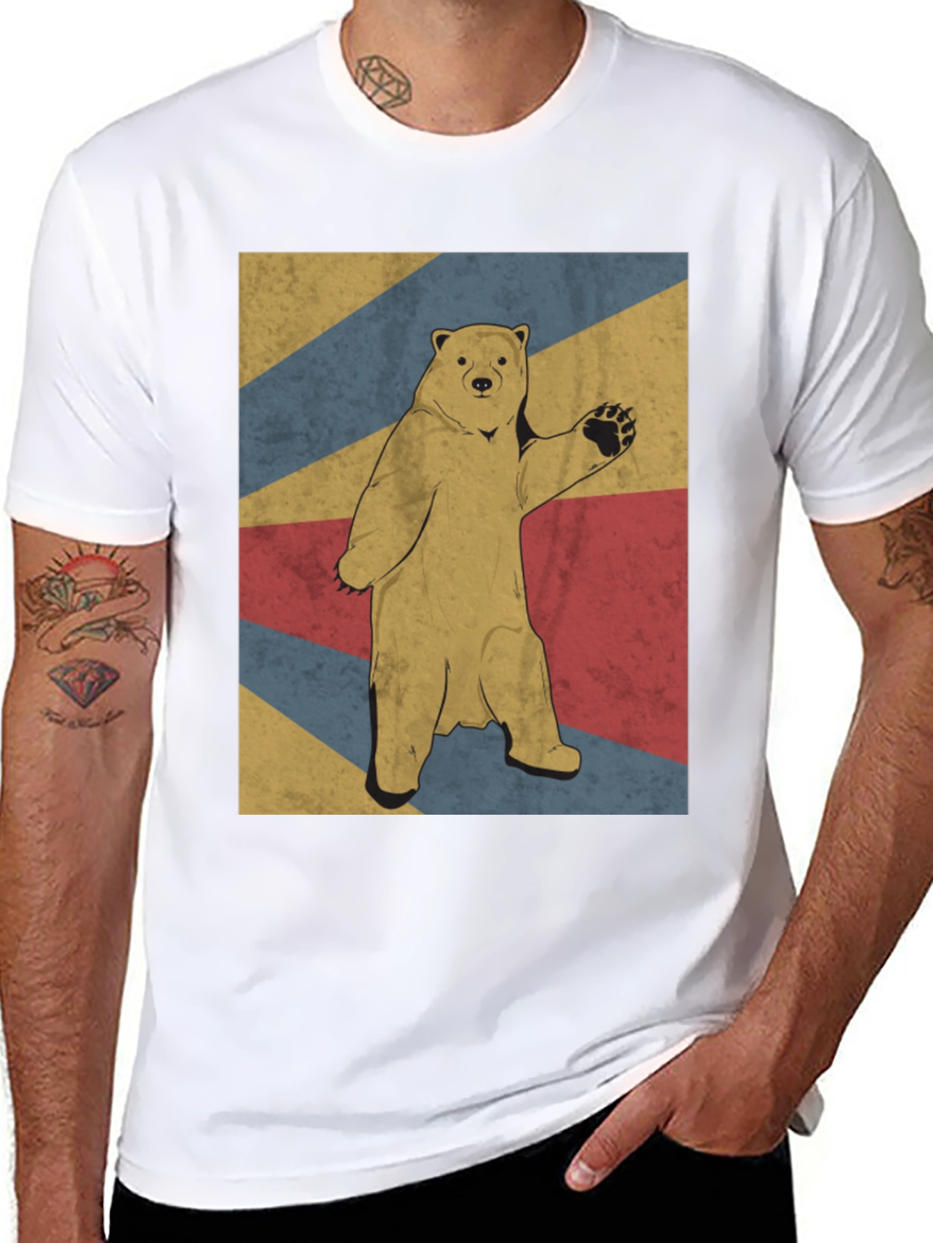 Retro Bear Graphic Tee - Mens Black T-Shirt