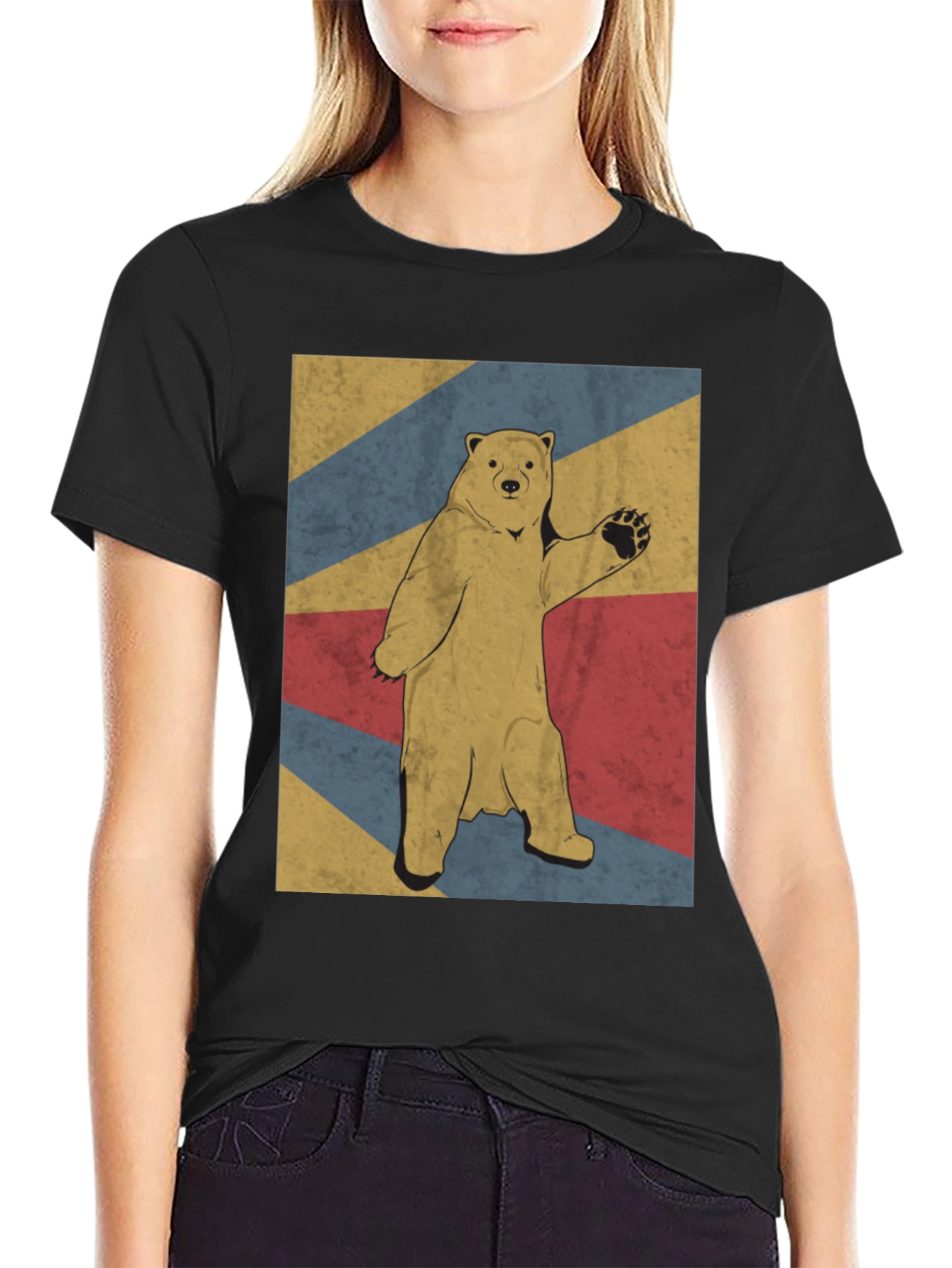 Retro Bear Graphic Tee - Mens Black T-Shirt
