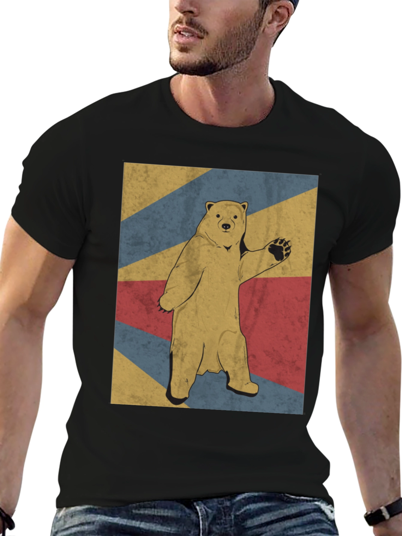 Retro Bear Graphic Tee - Mens Black T-Shirt