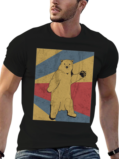 Retro Bear Graphic Tee - Mens Black T-Shirt