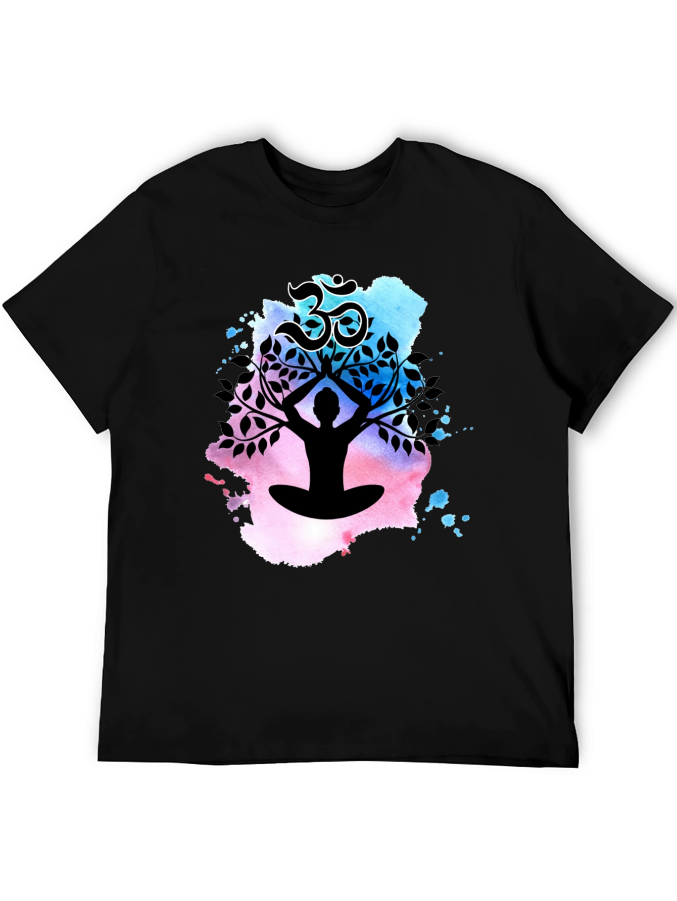 Yoga Meditation Tree T-Shirt - Om Symbol Black Tee