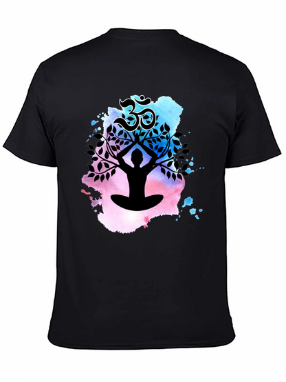 Yoga Meditation Tree T-Shirt - Om Symbol Black Tee