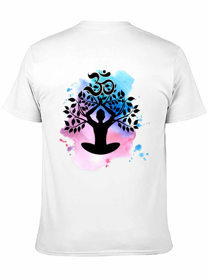 Yoga Meditation Tree T-Shirt - Om Symbol Black Tee