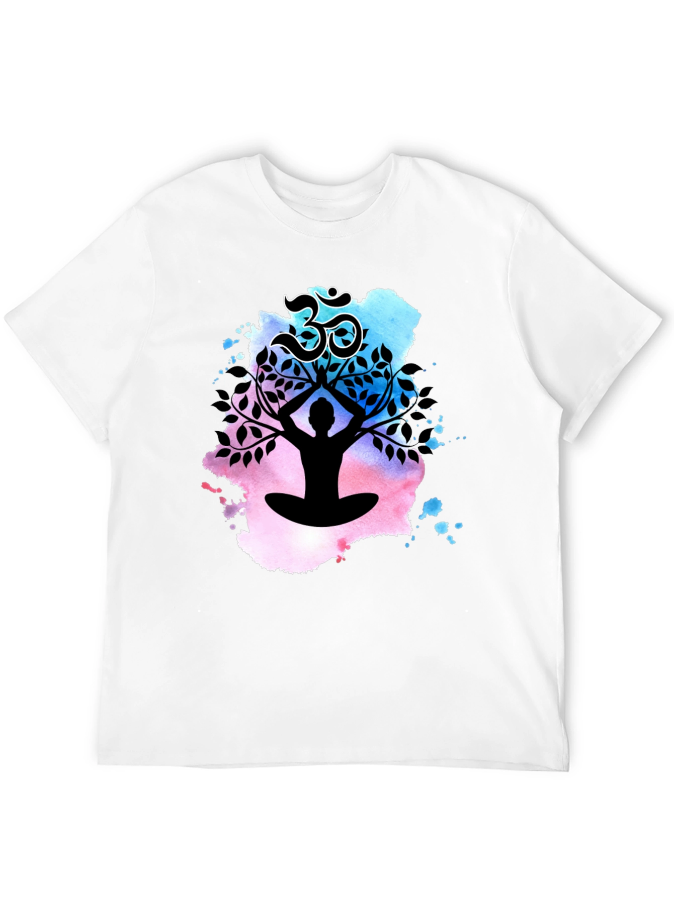 Yoga Meditation Tree T-Shirt - Om Symbol Black Tee