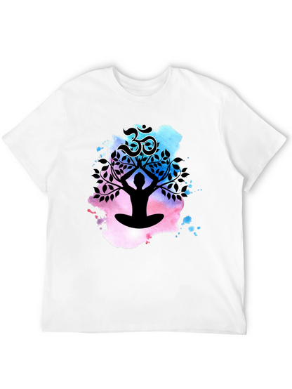 Yoga Meditation Tree T-Shirt - Om Symbol Black Tee