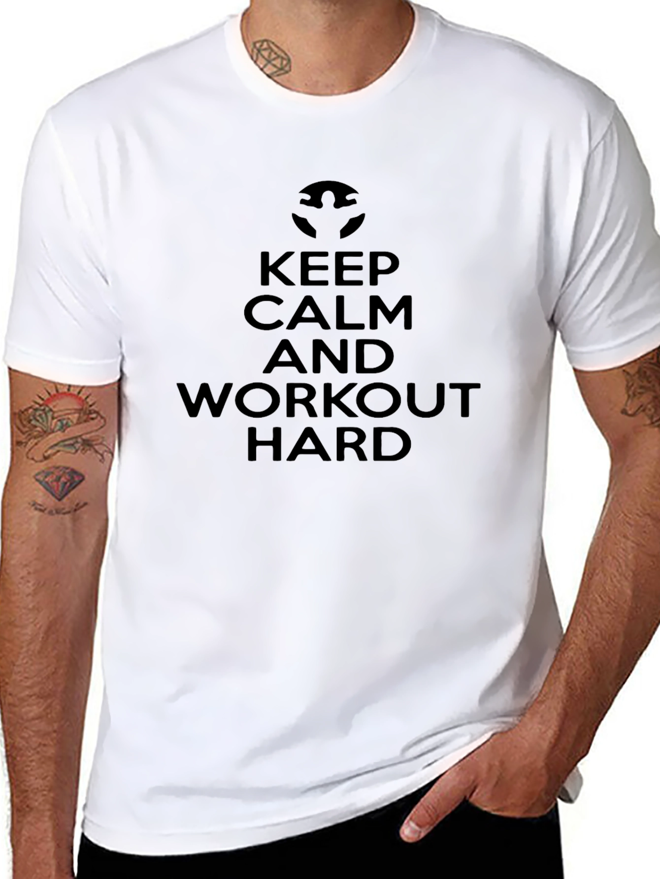 Keep Calm & Workout Hard Black Graphic T-Shirt