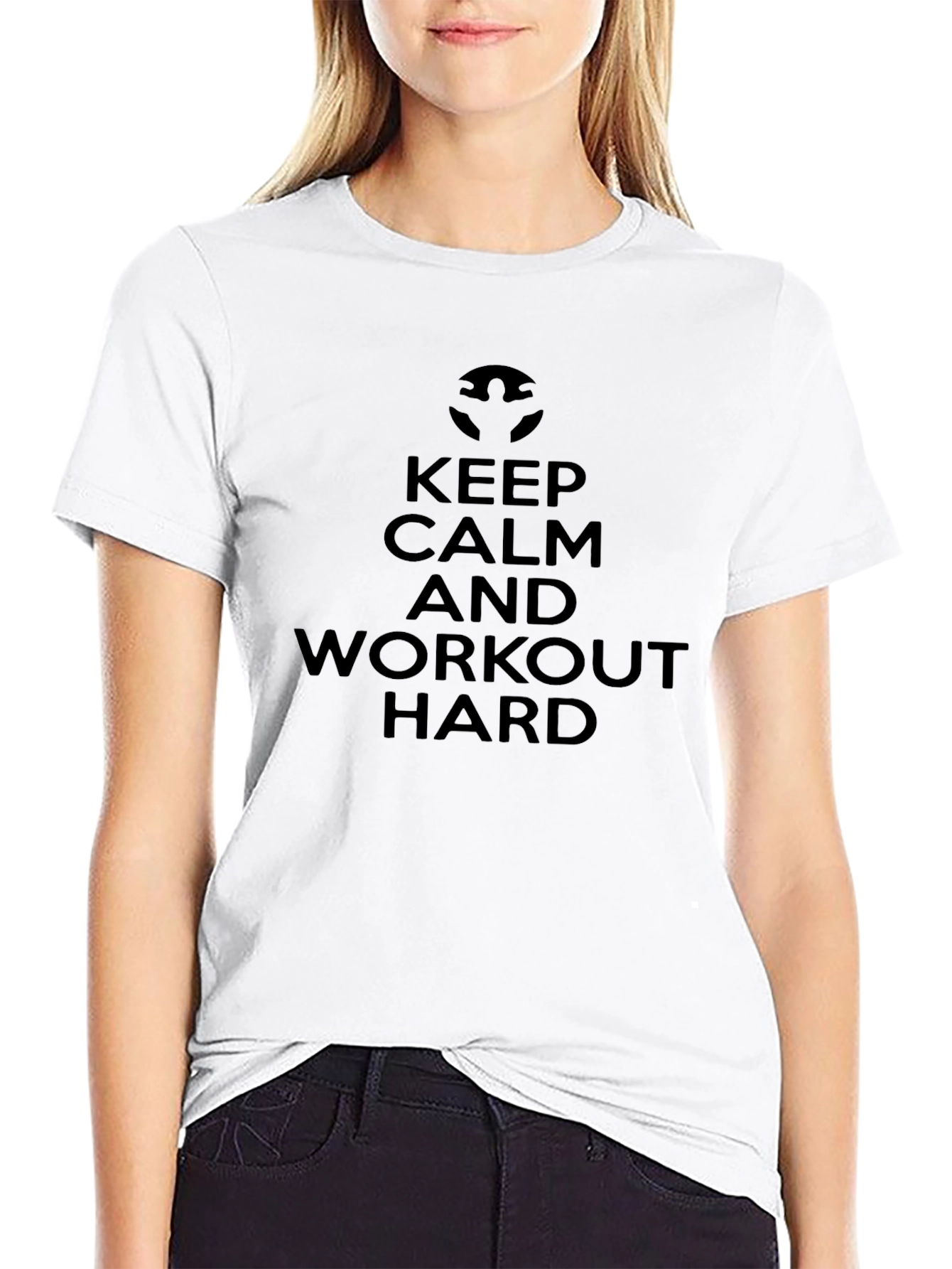 Keep Calm & Workout Hard Black Graphic T-Shirt