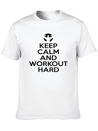 Keep Calm & Workout Hard Black Graphic T-Shirt