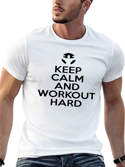 Keep Calm & Workout Hard Black Graphic T-Shirt