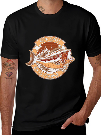 New Spot Bass Fishing Graphic T-Shirt