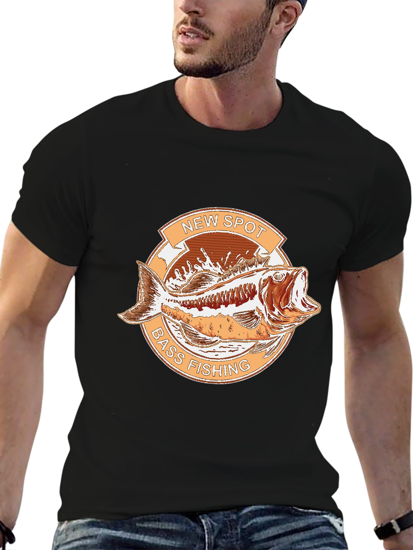 New Spot Bass Fishing Graphic T-Shirt