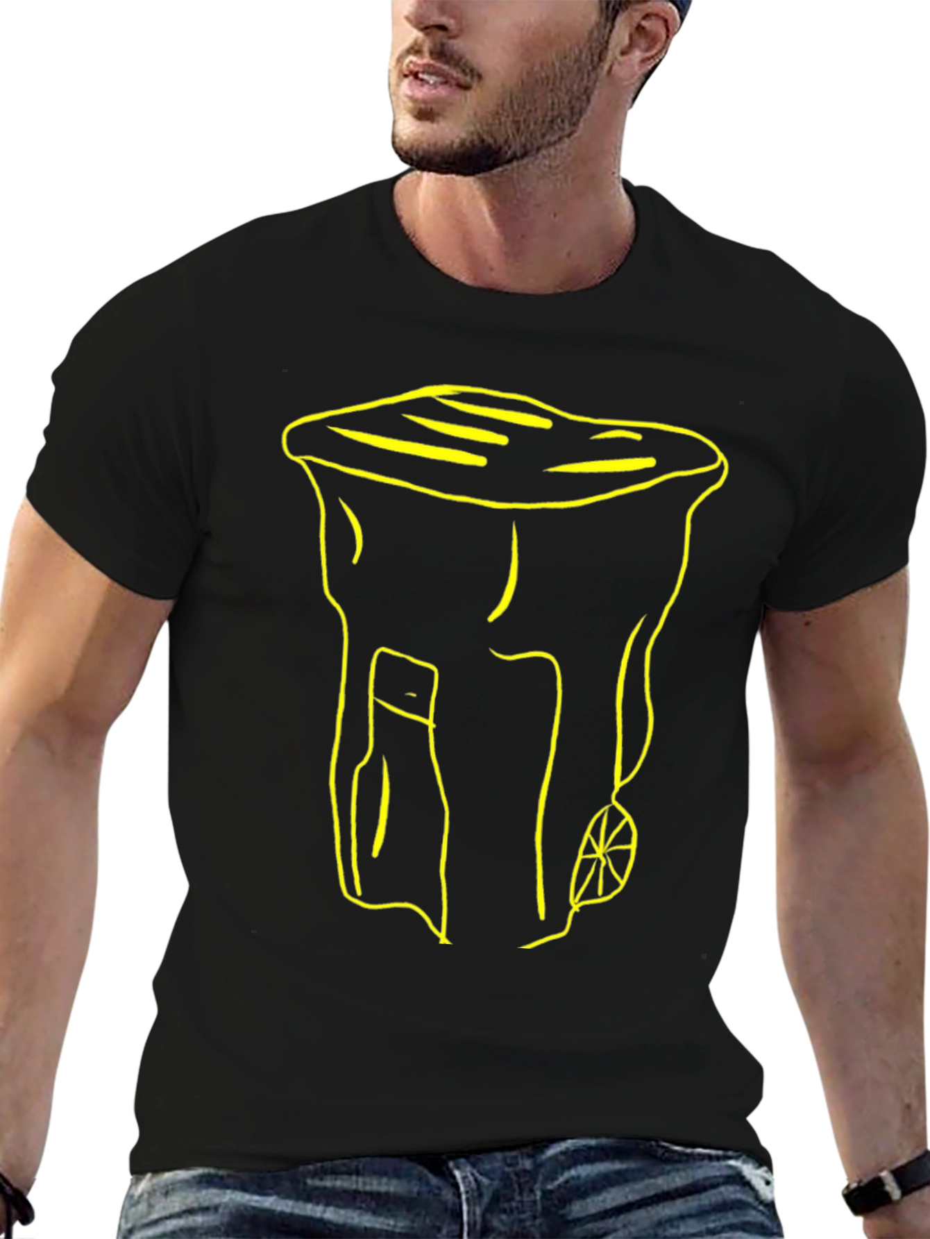 Humorous T-Shirt with Yellow Rickshaw Graphic Print