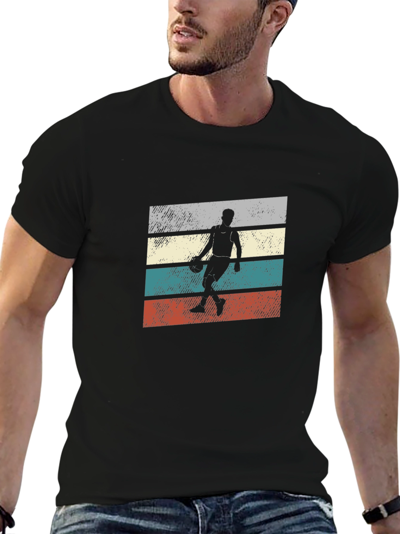 Retro Basketball Player Graphic T-Shirt
