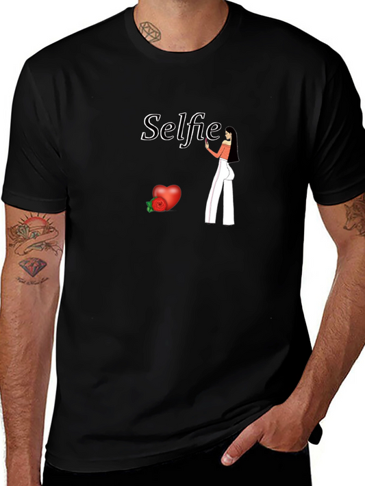 Selfie Graphic Tee - Black Cotton Blend Shirt