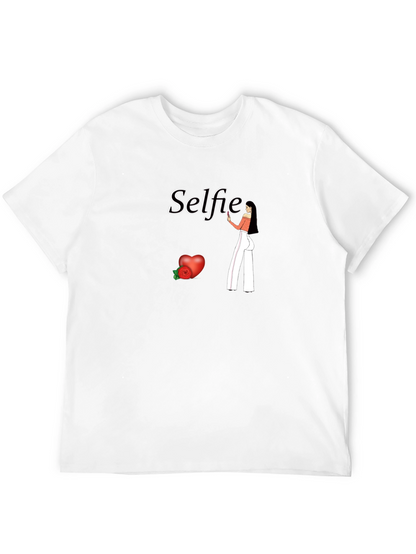 Selfie Graphic Tee - Black Cotton Blend Shirt
