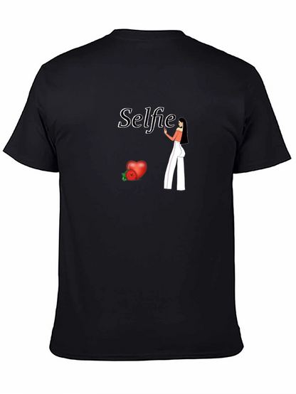 Selfie Graphic Tee - Black Cotton Blend Shirt