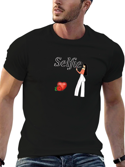 Selfie Graphic Tee - Black Cotton Blend Shirt