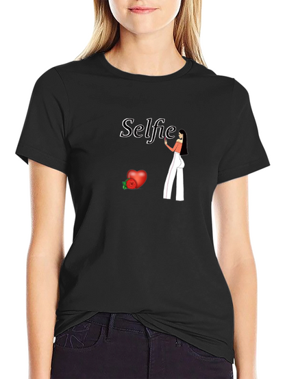 Selfie Graphic Tee - Black Cotton Blend Shirt