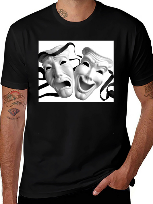 Comedy Tragedy Mask Graphic Tee - Unisex Black T-Shirt