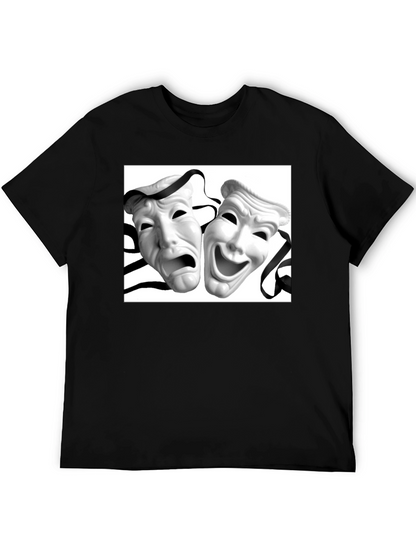 Comedy Tragedy Mask Graphic Tee - Unisex Black T-Shirt