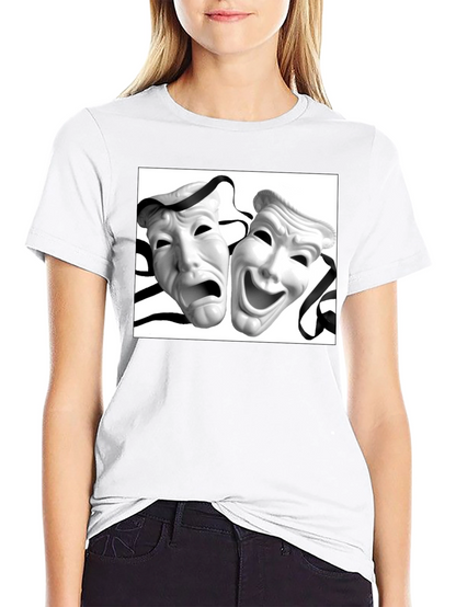 Comedy Tragedy Mask Graphic Tee - Unisex Black T-Shirt