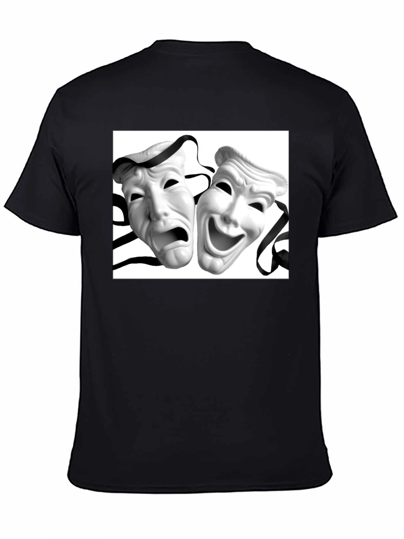 Comedy Tragedy Mask Graphic Tee - Unisex Black T-Shirt